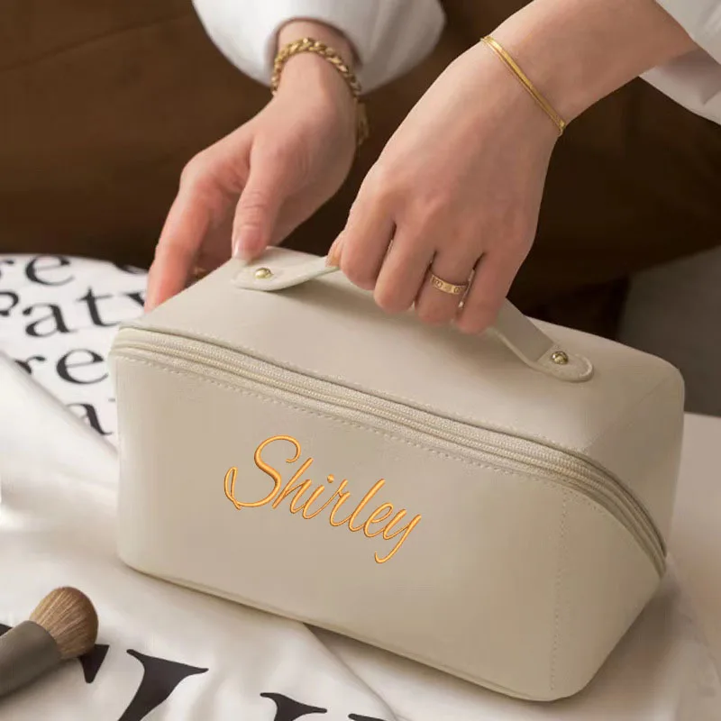 Personalized embroidery cosmetic bag organ pillow bag multi-layer travel tote cosmetic case cosmetic storage bag 6