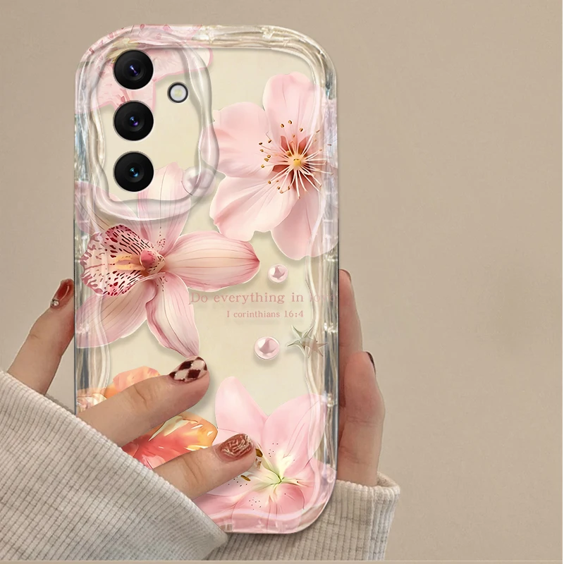 Vintage Pink Lily Flower Wave Phone Case