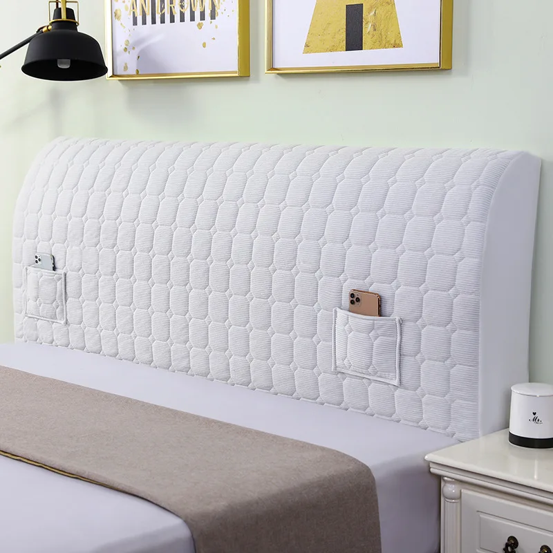 High Grade All-inclusive Headboard Cover Velvet Quilted Bed Head Cover Soft Smooth Bedroom Backrest Dust Protector