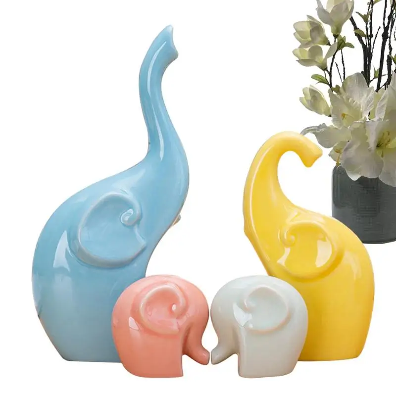 

СЕМЕЙНАЯ СКУЛЬПТУРА в виде слона, искусственный маленький семейный декор, Керамическая скульптура ручной работы, новоселье, подарок для кухни