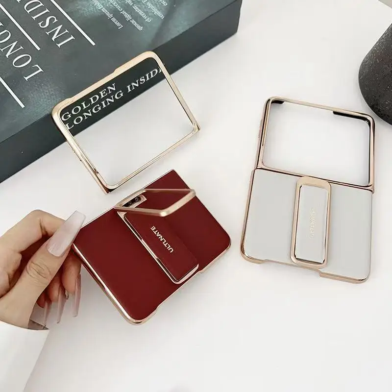 Luxurious Genuine Leather Case with Wrist Strap & Rotating Bracket