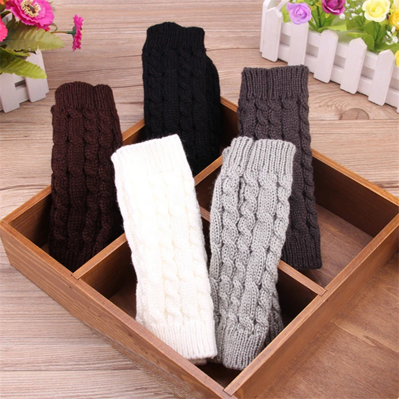

Women Men Twist Crochet Fingerless Gloves Winter Warm Knitted Short Arm Sleeve Mittens Fashion Casual Solid Color Ladies Glove