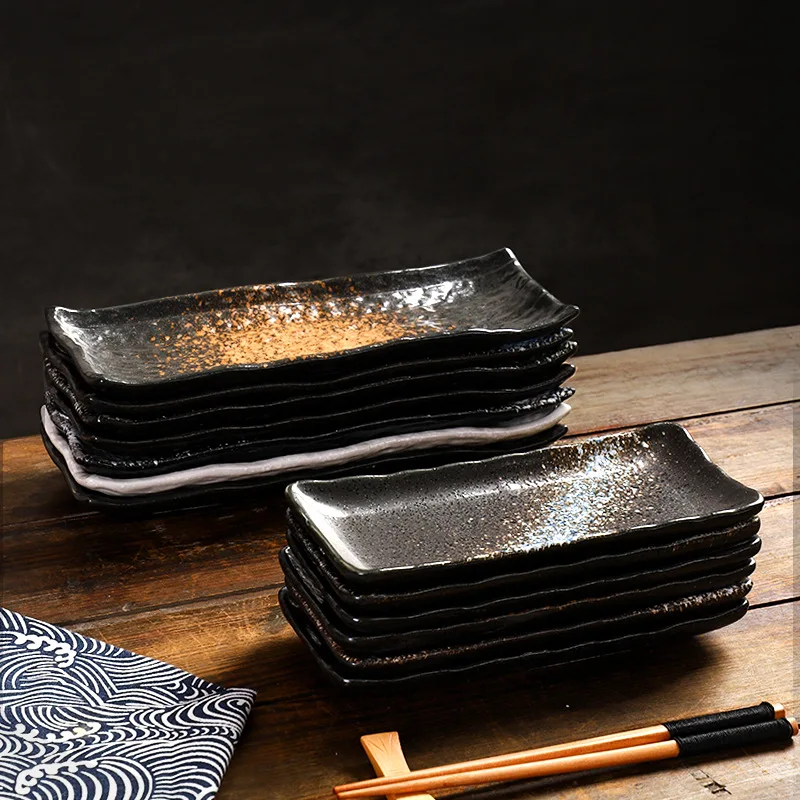 8-inch rectangular plate Japanese ceramic plate creative cuisine sushi large corner dessert commercial flat