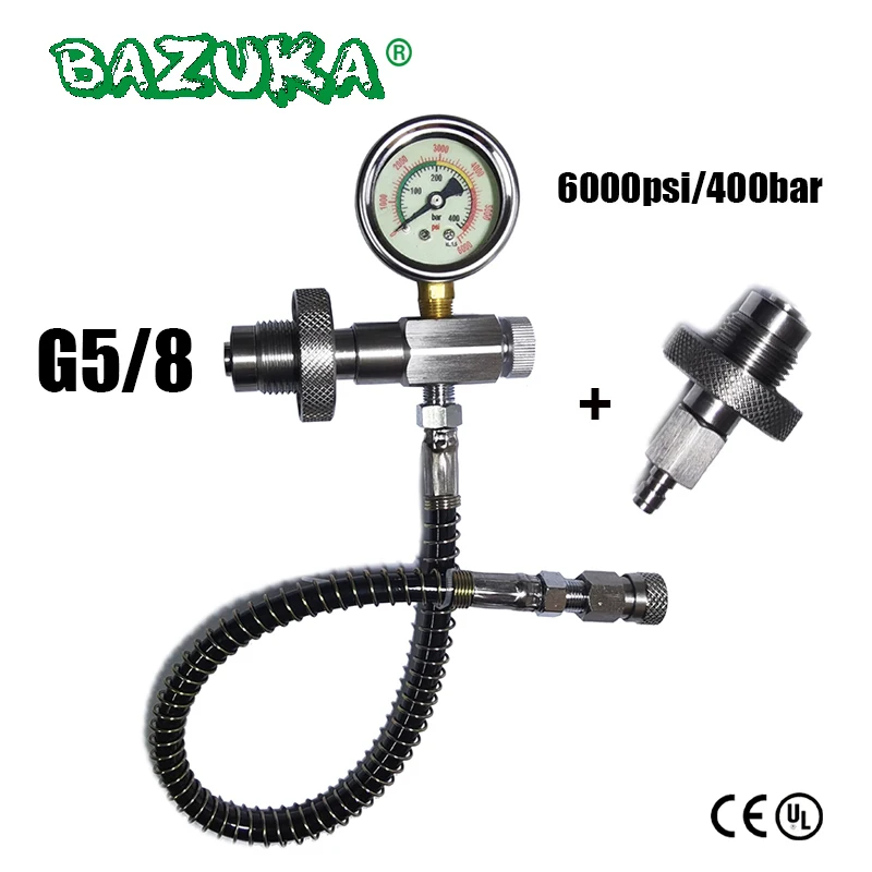

HPA Air DIN Dive Cylinder Decanting Equalising Fill Station Pressure Hose and Pressure Gauge Dual 232 and 300Bar