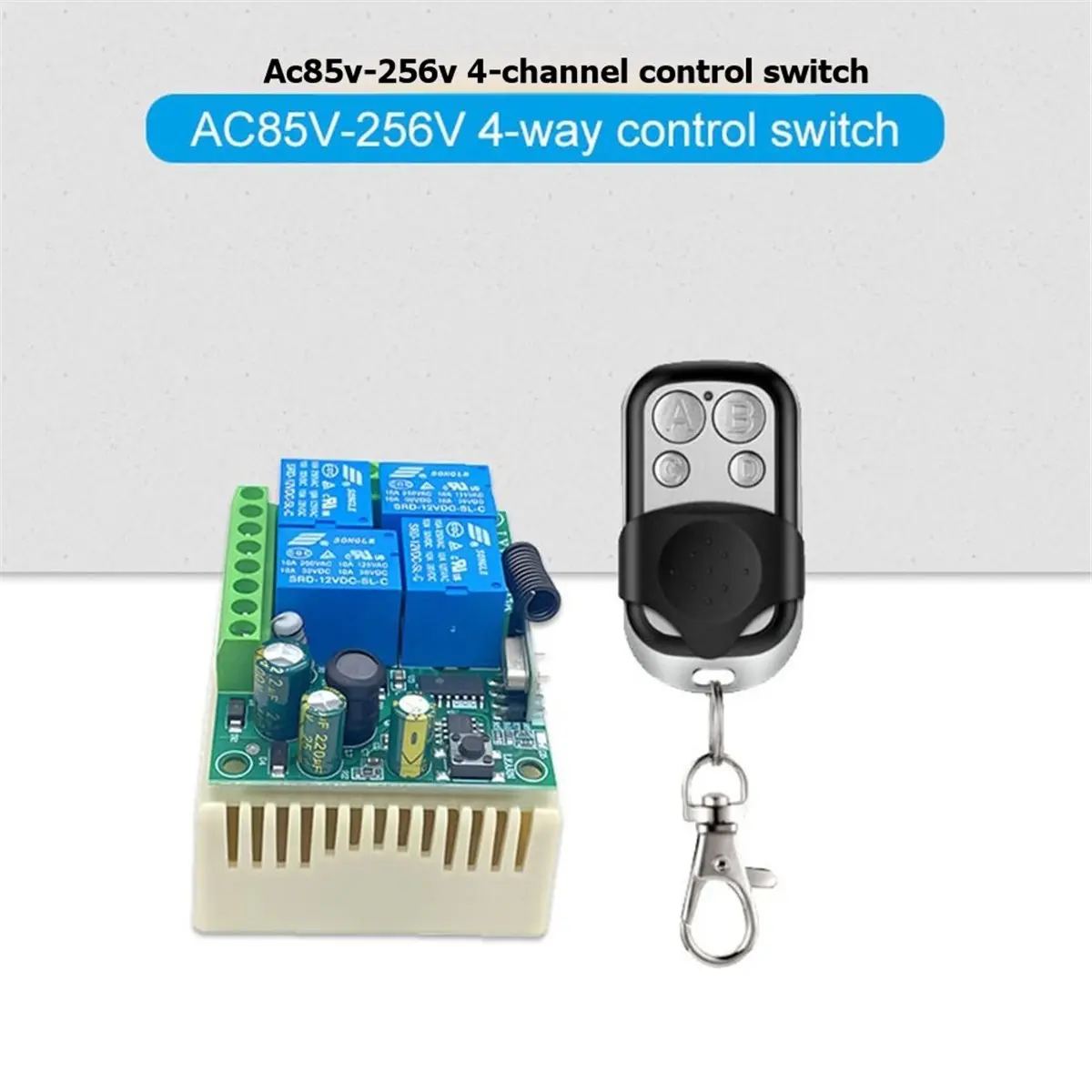 A10R 433MHz 범용 무선 리모컨 AC220V 4채널 RF 릴레이 수신기 및 송신기 (범용 차고 문 제어용)