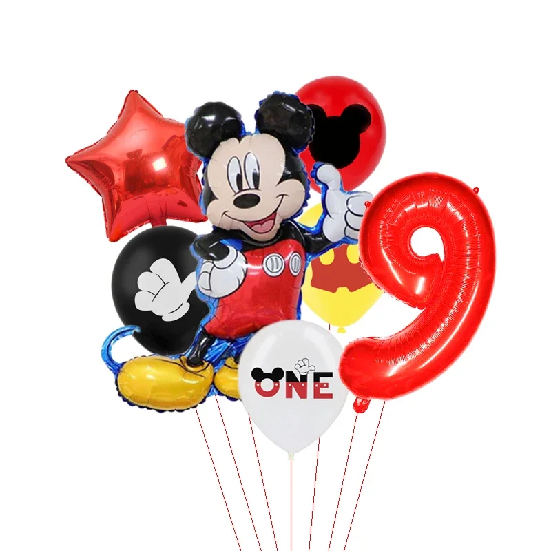 thumbnail image 1 of Juego de 7 globos de aluminio de Disney Minnie, globos de Mickey Mouse, decoración para fiestas de cumpleaños, baby shower, juguetes para niños, globos de aire, suministros, 1 of 5