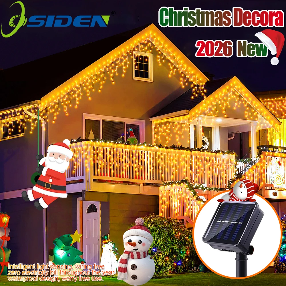 3.5M/7.5M 160Leds Solar Icicle String Lights Indoor Outdoor Waterproof Christmas Decor Yard Garden Party Curtain Light