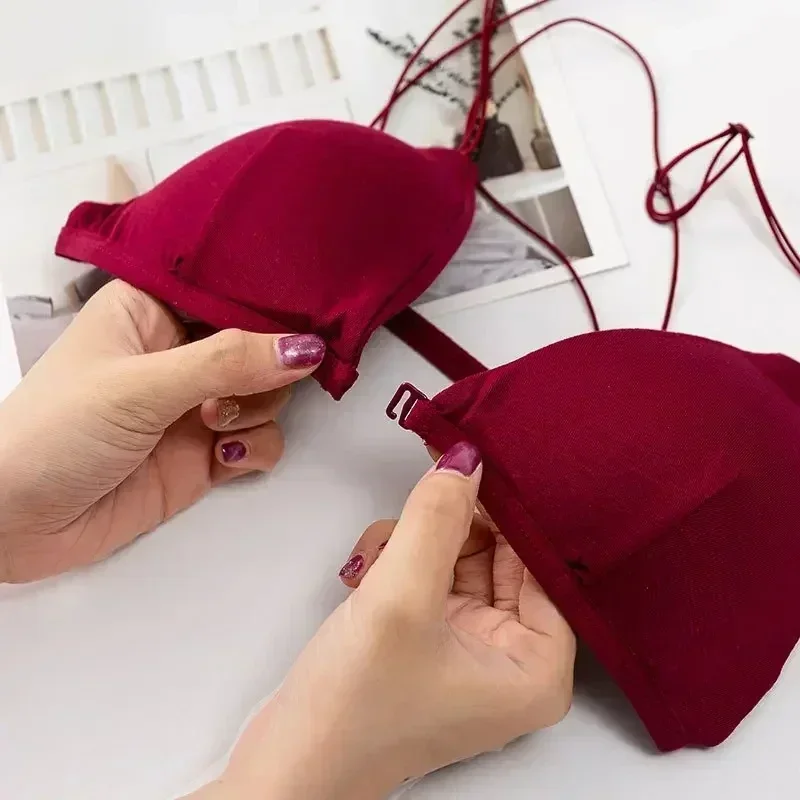 Women's French Style Bra Girl Wrapped Chest Adjustable Shoulder Strap Sexy Single Buckle Satin Sexy Tube Top Underwear Lingerie 4