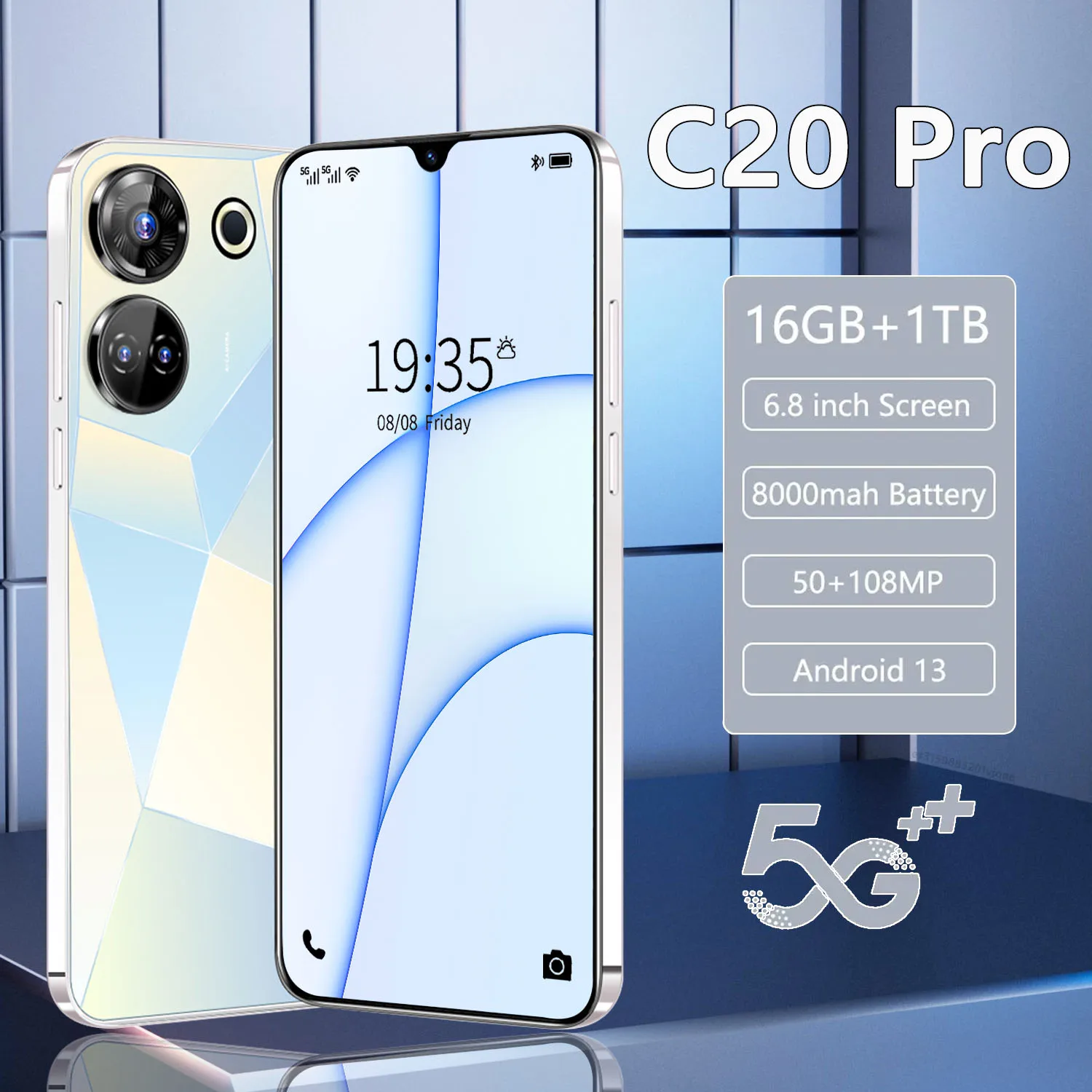 Global C20 PRO 7.3HD Screen 16GB+1TB 8000Mah 50MP+108MP Celulare Dual Sim Face Unlocked  5G Original Mobile Phone tablet рок discipline global mobile king crimson starless