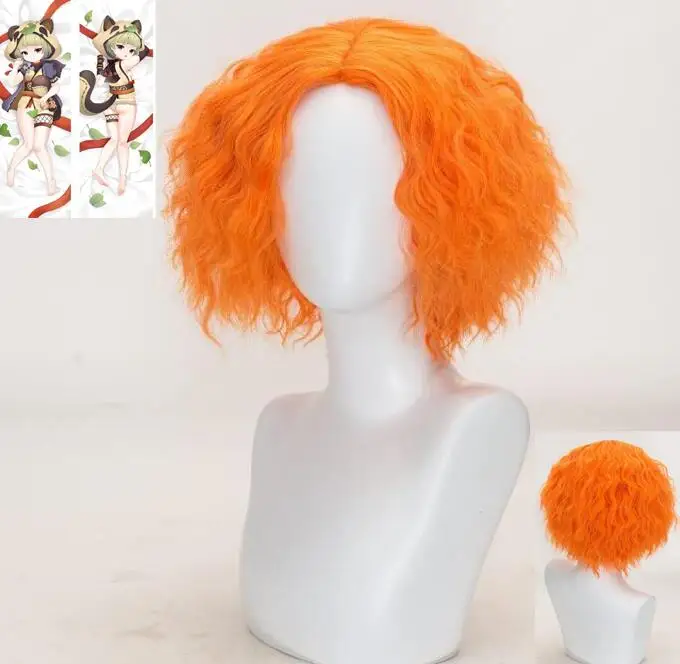 

Парики для косплея, короткие, оранжевые, красные, вьющиеся искусственные волосы для Хэллоуина, карнавала