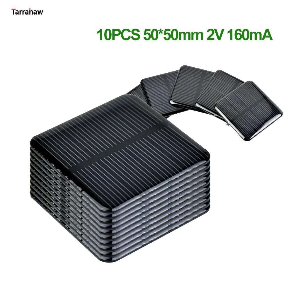 10Pcs Pannelli Solari 2V 160Ma 50*50Mm Mini Celle Solari In Silicio Monocristallino Per Caricabatterie Per Telefoni A Batteria Lampada Da Prato Da Cam
