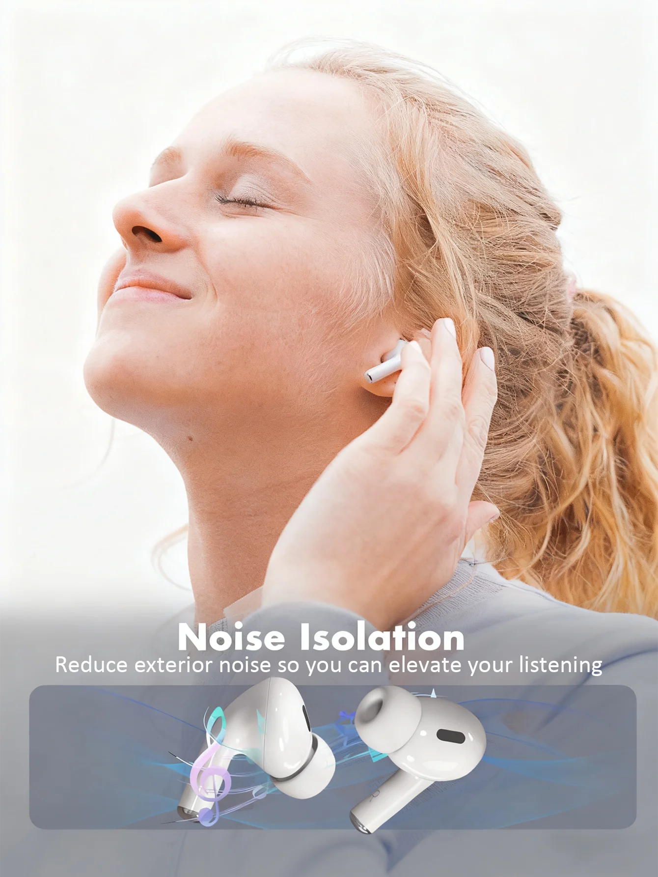 Non-Slip Silicone Earbud Covers with Noise-Cancelling Design and Portable Case (Set of 4 Pairs in Various Sizes)