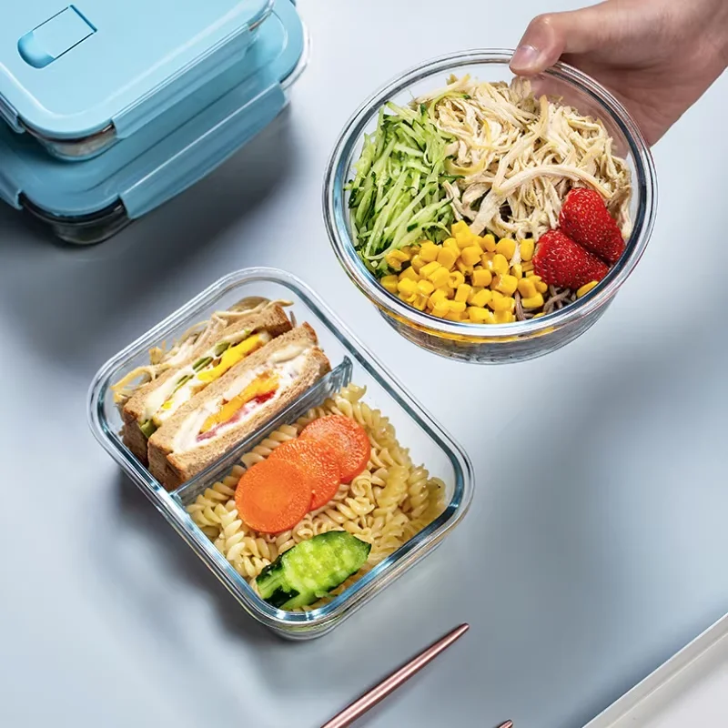 [10-Pack] Glass Meal Prep Containers Lids Food Storage Containers Snap Locking Lids, Airtight Lunch Containers 5