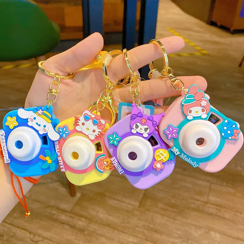 Key chain Sanrio Hello Kitty Cinnamoroll My Melody Kuromi Key Chain Projection Keyring Schoolbag Pendant