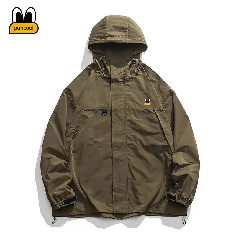 Spring and autumn hooded cargo jacket men loose handsome casual fashion stormproof waterproof outdoor mountaineering tour