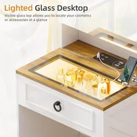 3-in-1 Compact Vanity Desk with Illuminated Mirror and Charging Station, Makeup Vanity Set 3