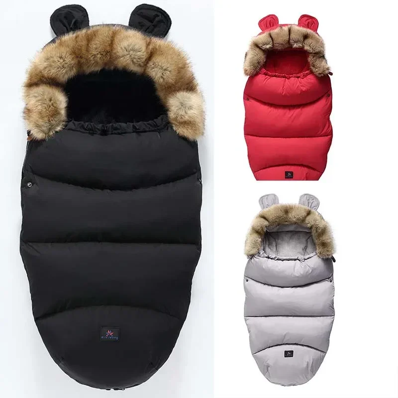 

Winter Baby Outdoor Sleeping Bag Winderproof Fur Collar Blanket for 0-3 Years Infant Sleepsacks Keep Warm Newborn Sleep Sack