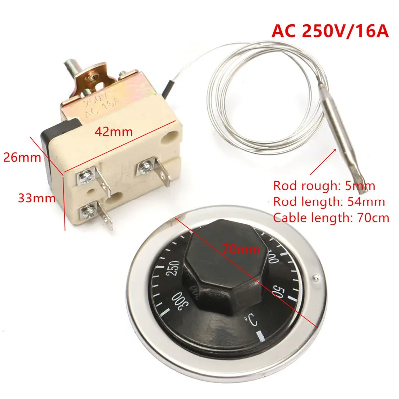Termostato AC 250V 16A 50 a 300 gradi Celsius regolatore di temperatura NO  NC per forno elettrico - AliExpress