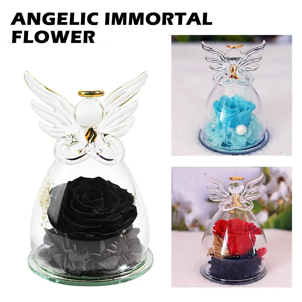 

Valentine Gifts Preserved Rose In Angel Figurine Angel Preserved Roses For Women Mom Wife Wedding Gifts Eternal Flowers In U4B6