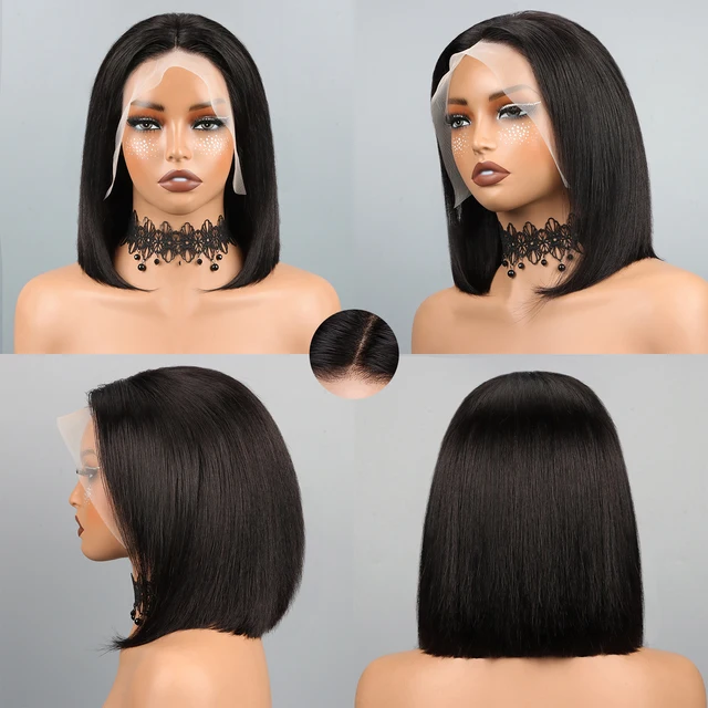 Bob Wig Human Hair 13x4 Hd Lace Front Human Hair Wigs For Black Women Glueless Lace Front Wigs Pre Plucked Pre Cut Straight Bob 4