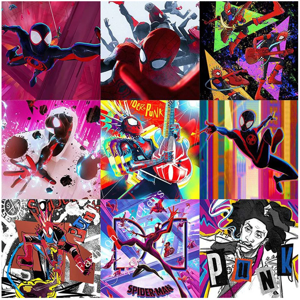 10/20/40/80pcs Disney Marvel Spiderman: Across the Spider-Verse Stickers for Kids Cool Anime Decals Toy Laptop Phone Car Sticker