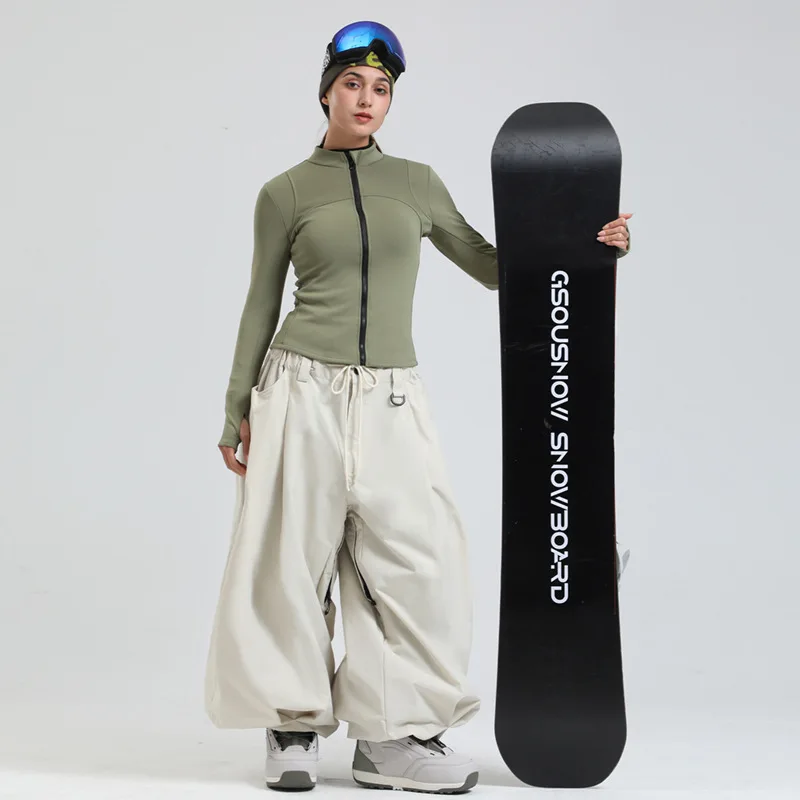 Gsou Snow Fashion Oversized Loose Ski Pants Waterproof Warm Windproof Snowboard Trousers Outdoor Sports Professional Snow Pants 2