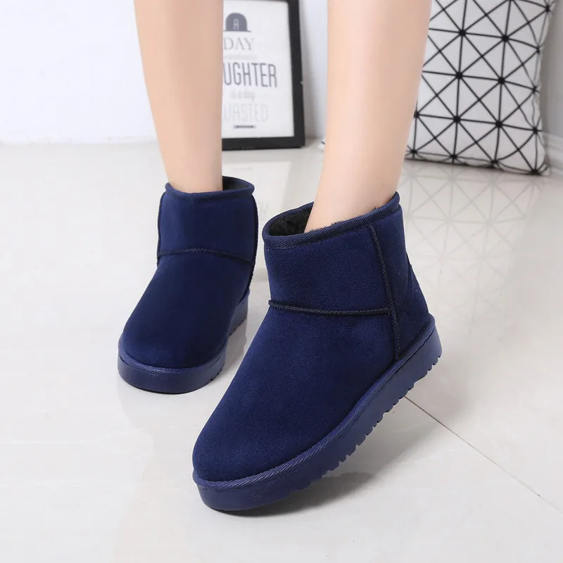 Winter Women Snow Boots New Thickened Plush Warm Womens Boots Anti Slip Thick Sole Shoes Fashion Short Barrel Brown Snow Boots