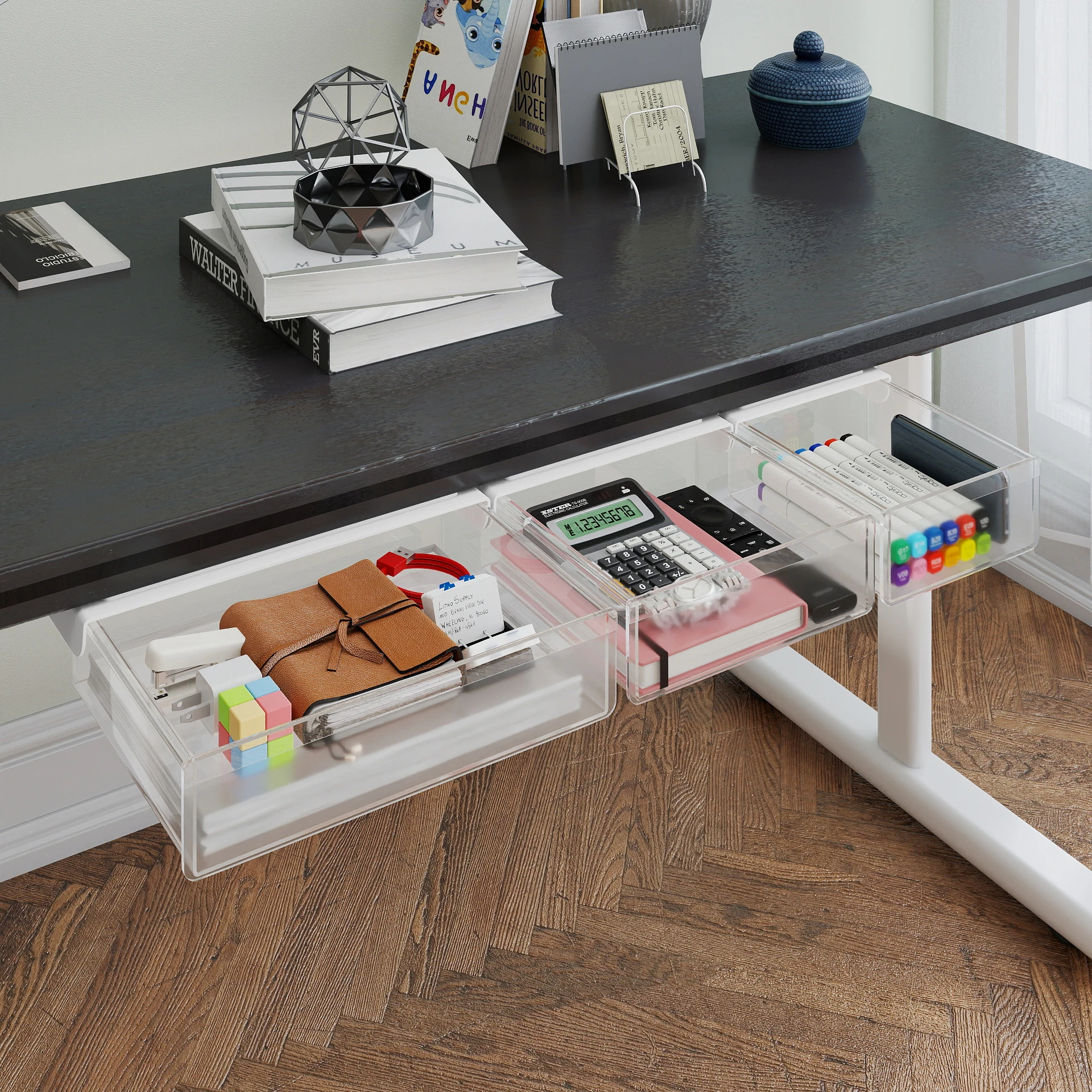 Desk Sort Under Desk Hidden Drawer Organizer, Nail-Free & Punch-Free, Sorting ...