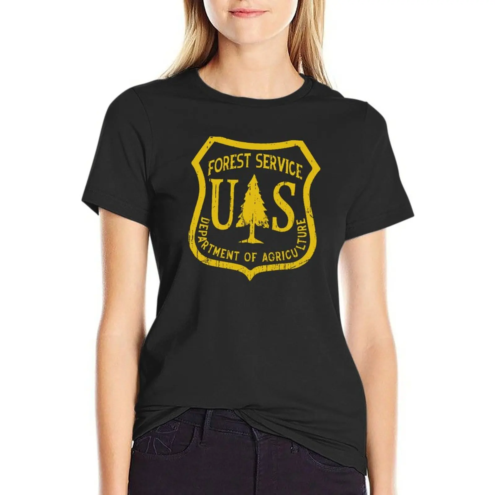 

Forest Service Vintage Emblem T-shirt cute tops Blouse hippie clothes Women's tops