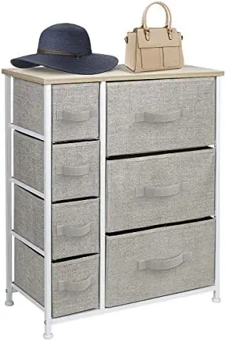 

with 7 Drawers - Furniture Storage Tower Unit for Bedroom, Hallway, Closet, Office Organization - Steel Frame, Wood Top, Easy Pu