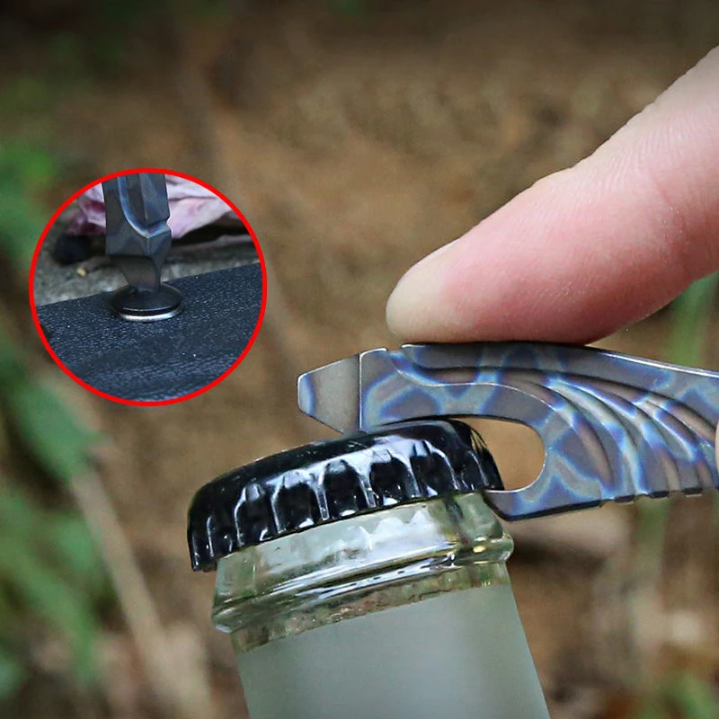 미니 크로우바 화상 티타늄 합금 EDC 네일 풀러, 플랫 헤드 스크루 드라이버 박스 오프너, 다기능 키체인 펜던트 도구 목걸이