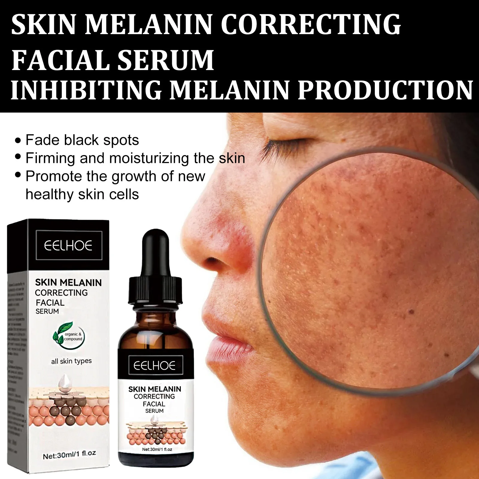 Melanin Correcting Face Serum Fade Dark Spots Brightening Melasma Chloasma Removal Reduce Pigmentation Whitening Freckle Essence 5