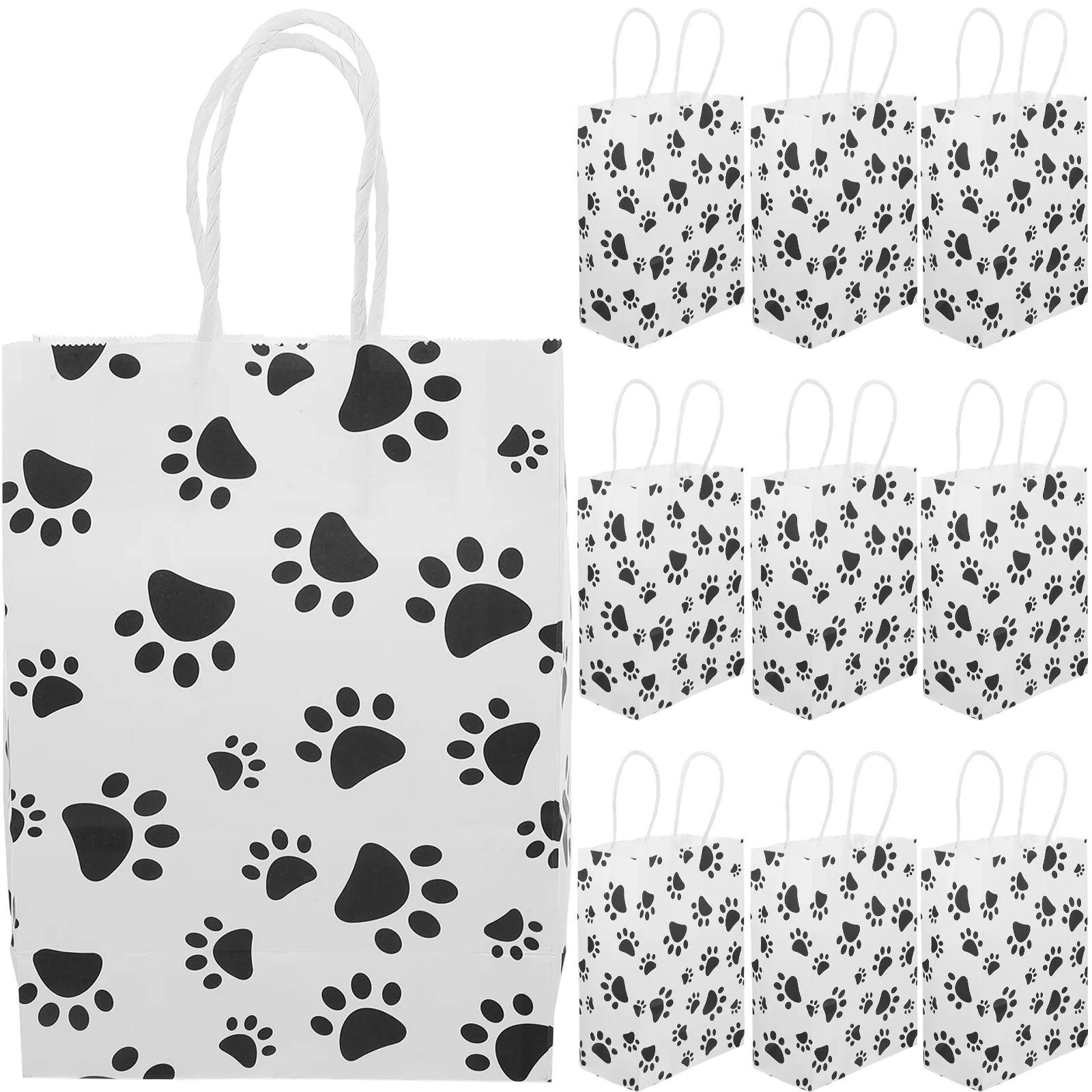 

20pcs Dog Paw Pattern Handle Gift Bag Party Favors Bag Holiday Goodies Pouches