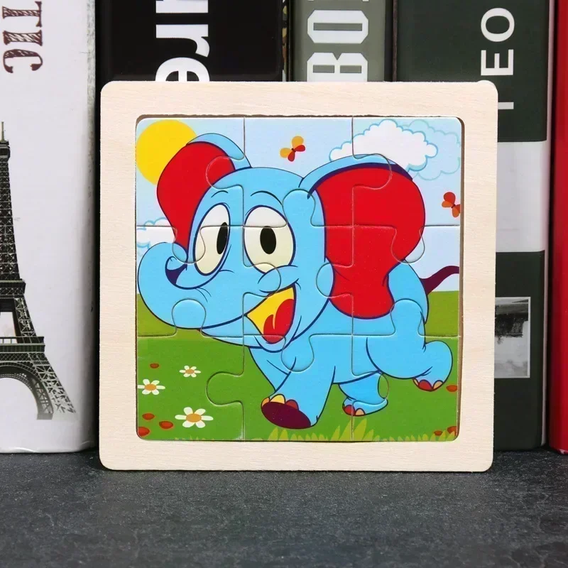 Wooden Jigsaw Puzzles Jigsaw Puzzles Wooden Puzzle Toys Mini Jigsaw Puzzle Educational Puzzles Wooden Mini Puzzle Toys 9-piece Cartoon Animal Traffic Tangram Educational Learning Jigsaw Montessori Toy for Children Gifts