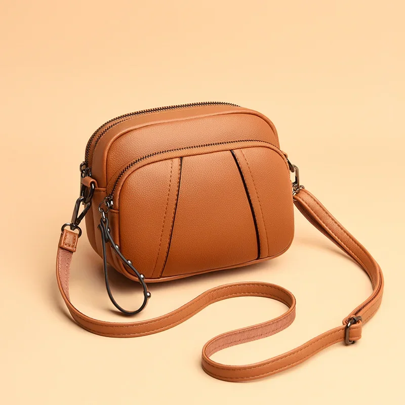Solid Color Fashionable Rivet Zipper Women's Mobile Phone Bag