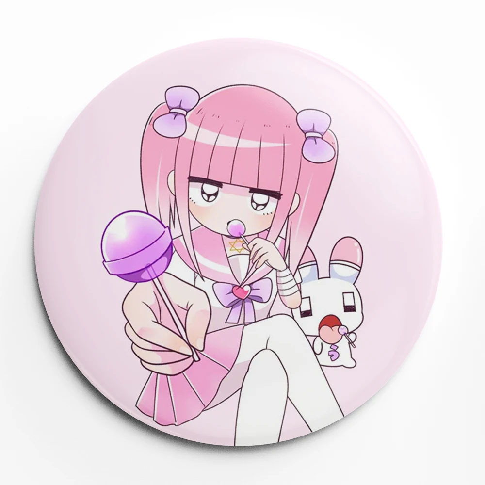 Menhera chan kawaii emblema botão macio lapela pino decoração broche jóias  decoração presente 58mm