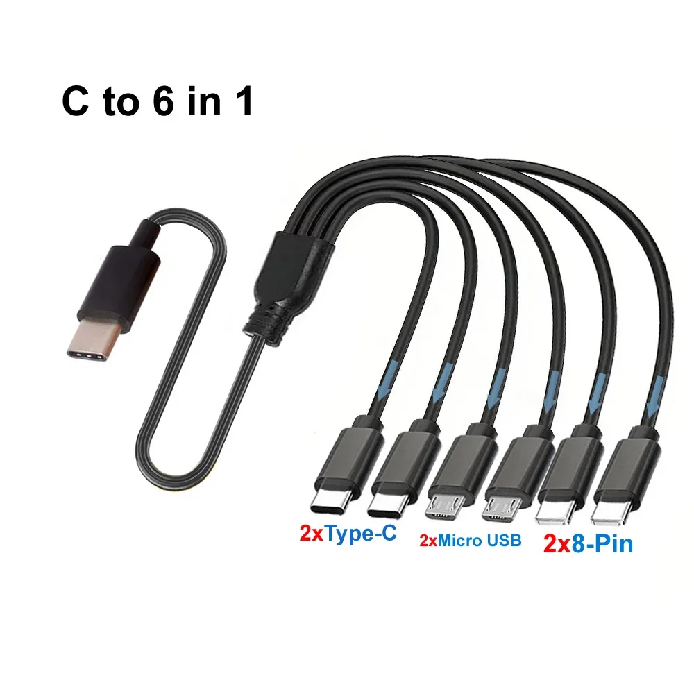 Versatile 6-in-1 Multi-Device Charging Cable