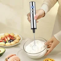 Mousseur à lait électrique portatif 3-en-1, 3 vitesses réglables, mini batteur à main, fouet en acier inoxydable détachable, outil de cuisine domestique 6