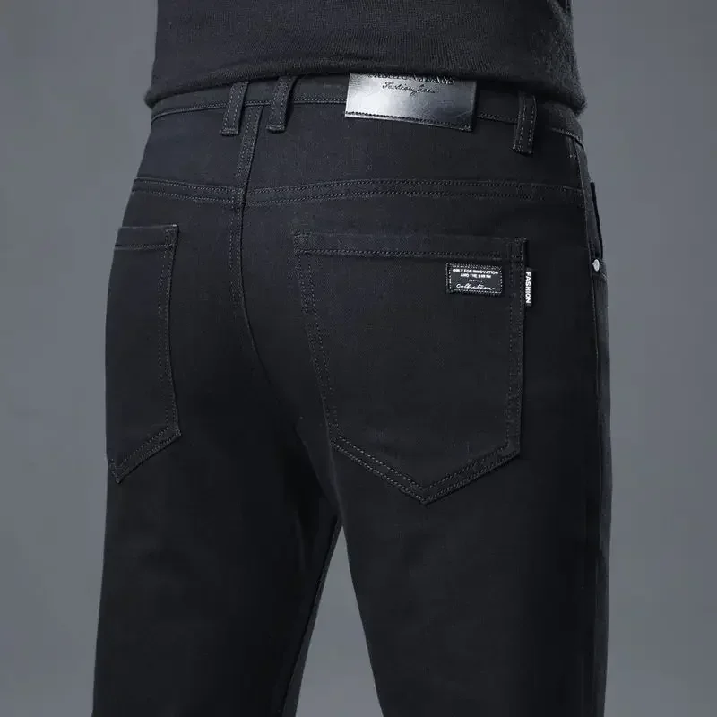 thumbnail image 1 of Pantalones vaqueros ajustados para hombre, pantalones vaqueros clásicos para hombre, pantalones ajustados rectos, ropa de trabajo, pitillo negros, tendencia de moda 2024, suave, nuevo en, 1 of 5