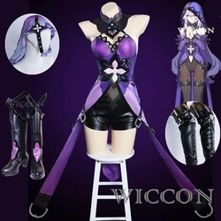 Honkai Star Rail Black Swan Cosplay Costume Wig Purple Dress Uniform Headwear Garden of Recollection Halloween Party for Women