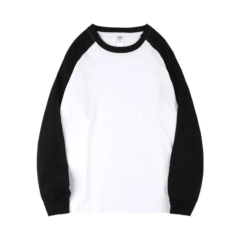 

Autumn American Retro Heavyweight Raglan Sleeve Color Stitching T-Shirt Men's Fashion Pure Cotton Washed Couple Casual Tops