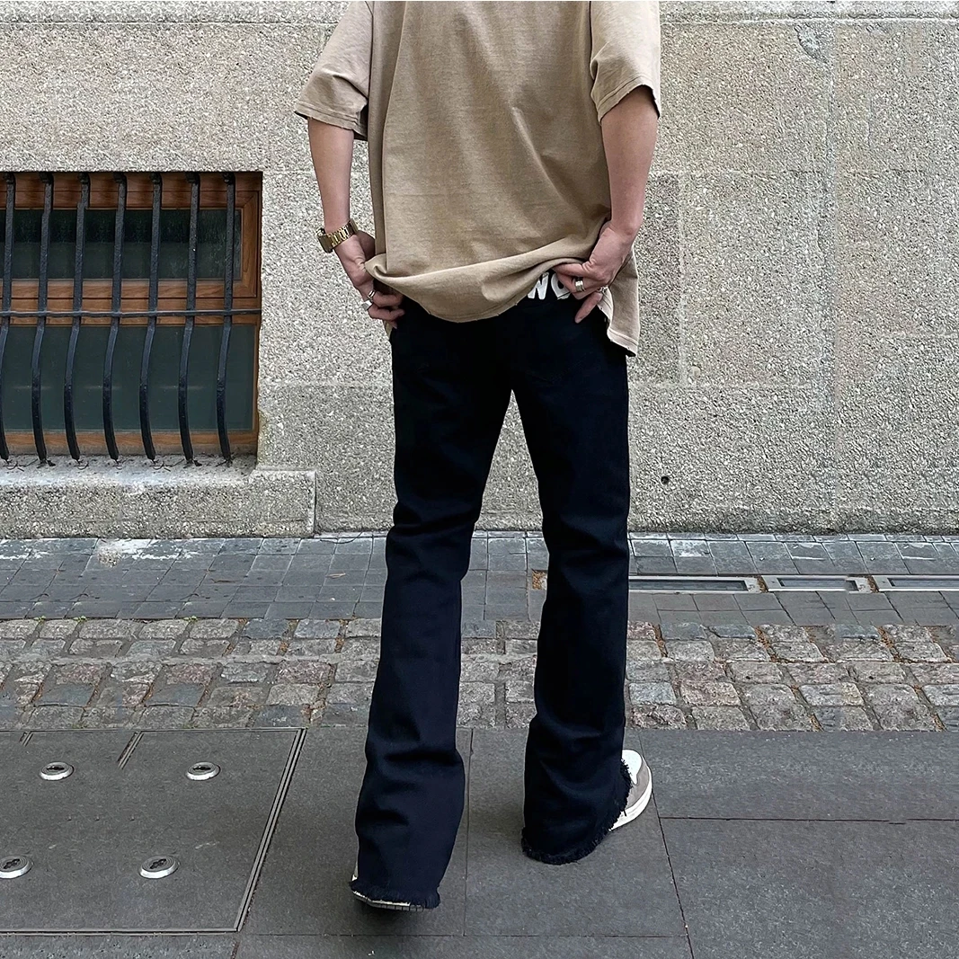 Men's Y2K Clothes White Printed Flares Trousers Denim Pants Streetwear Flared Baggy Jeans Hip Hop Skinny Jeans Trousers For Men