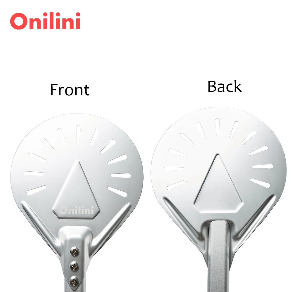 Onilini 7/8/9 inch Anodized Pizza Turning Peel Oven Copper Brush Set Pizza Shovel Grill Brass Cleaning Brush Accessories