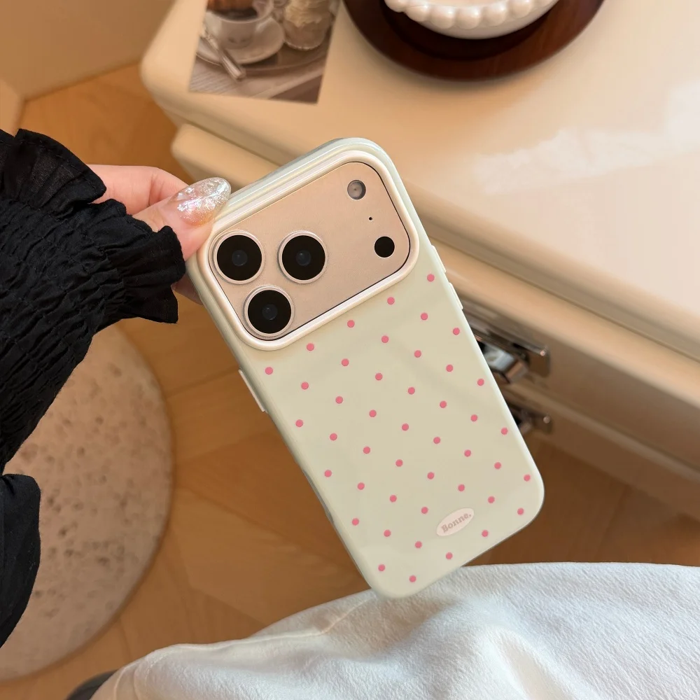 Polka Dot Ultra Slim Shockproof Phone Case with Colorful Wave Design