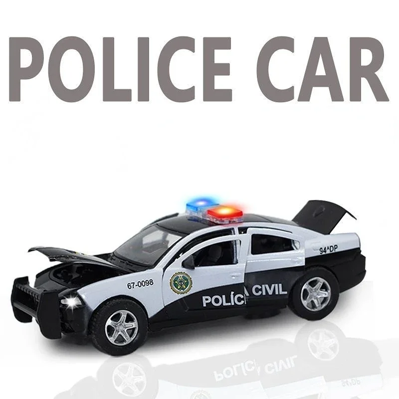 

1:32 Alloy Dodge Charger Police Car Model Diecasts & Toy Vehicles Simulation Sound And Light Pull Back Collection Toys Kids Gift