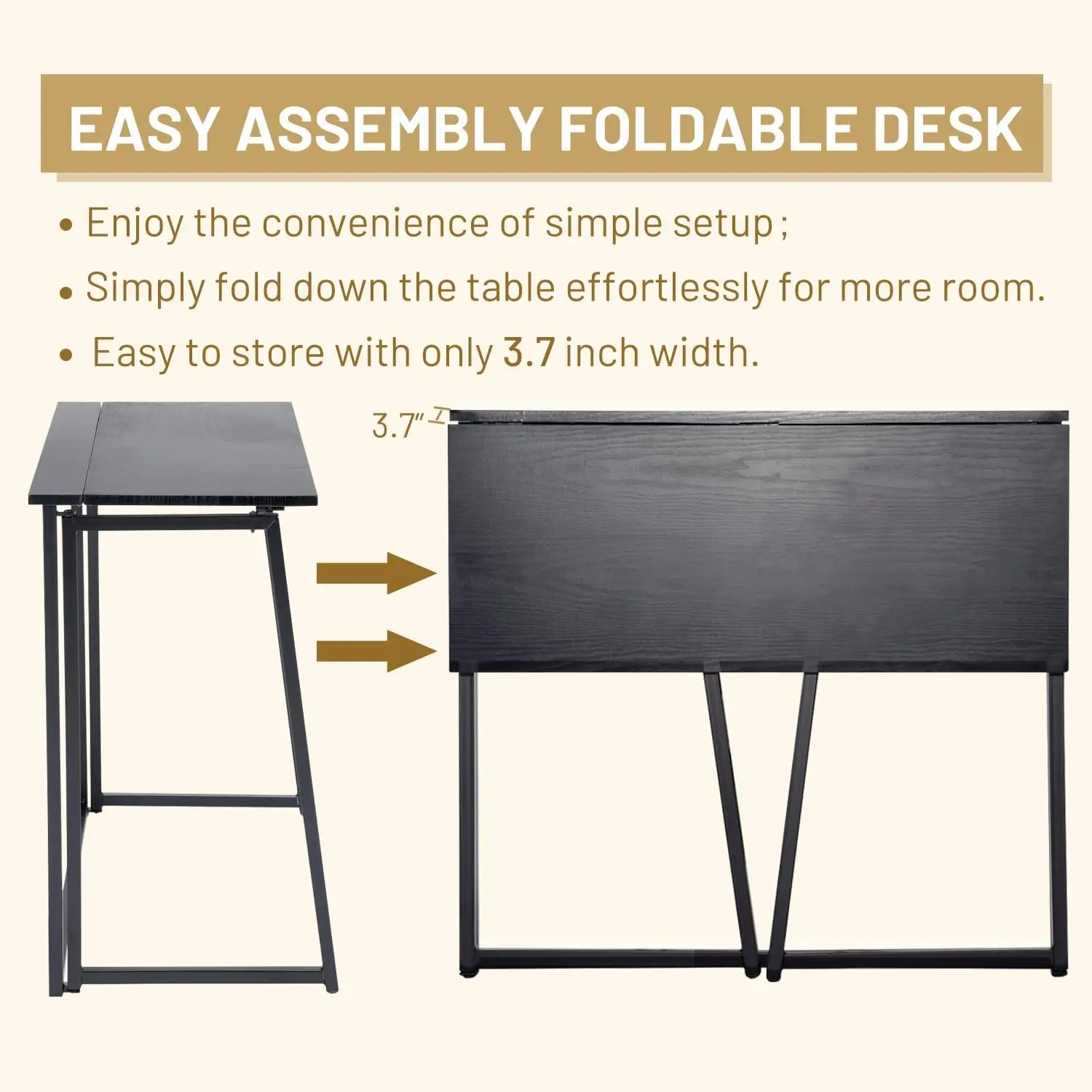 Office Desk, Space Saving Computer Table Compact Writing Workstation Study Desk for Home Office, Small Space 6
