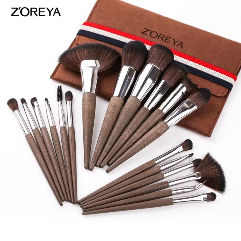 

set Based Makeup Brush Retro Wood Grain Soft Fiber Hair Eye Shadow Brush Eyebrow Brush Foundation Brush
