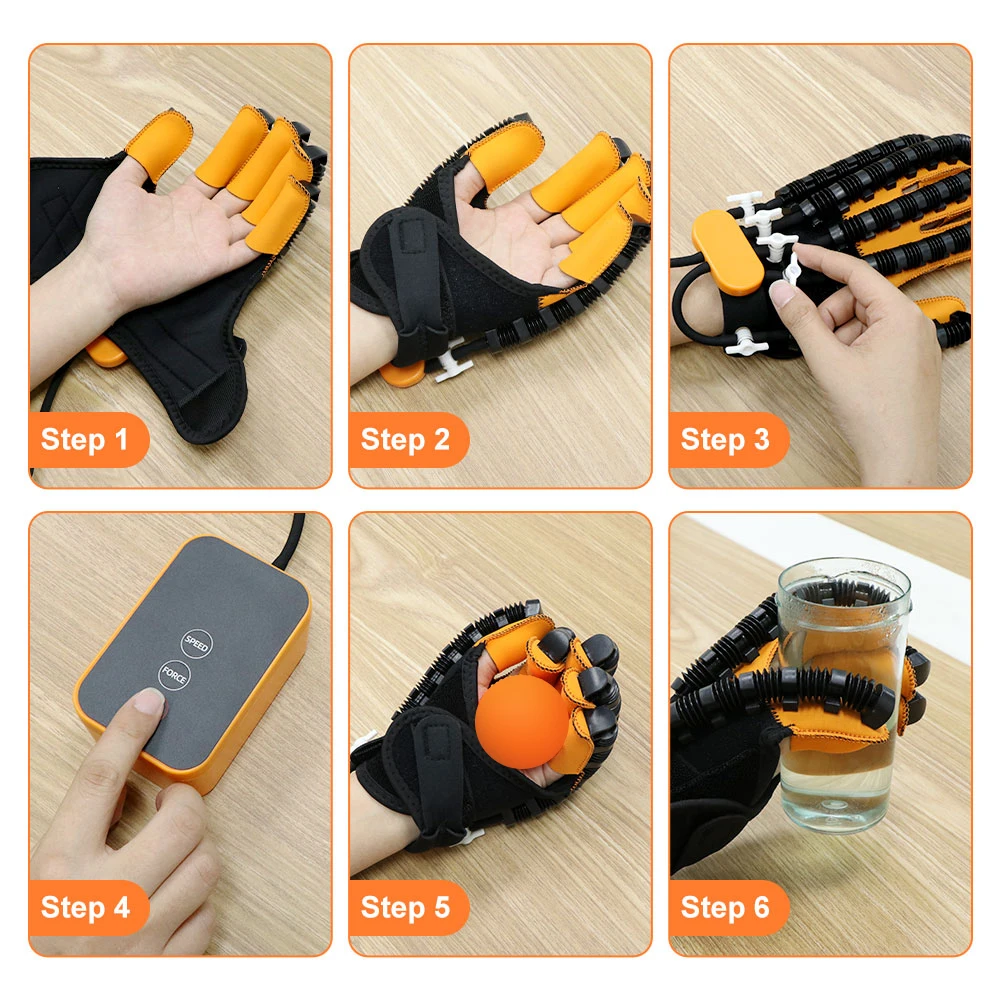 リハビリ用トレーニンググローブ ロボット電気グローブ (左手L-XL 