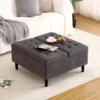 33" Square Storage Ottoman Upholstered Ottoman Coffee Table with Lift Top Cafe Table with Storage for Living Room 1
