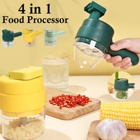 4 IN 1 Electric Food Processor Hand held Tornado Multifunctional Vegetable Cutter USB Charge Wireless Garlic Chopper Food Mixer 1